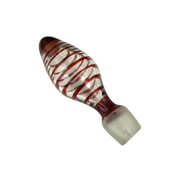 Hand Blown Swirl Studio Art Glass Bottle Stopper Red & White - Picture 4 of 7